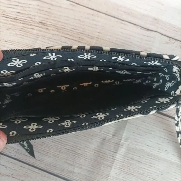Vera Bradley Bags Concerto Front Zip Wristlet Black White - Picture 4 of 4